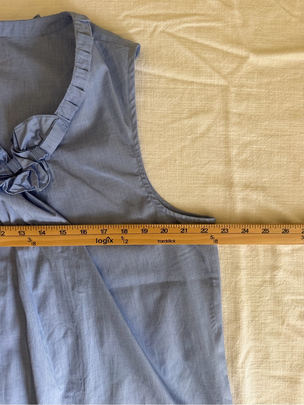 Talbots Blue  Ruffle Scoop Neck Sleeveless Blouse - Picture 8 of 9